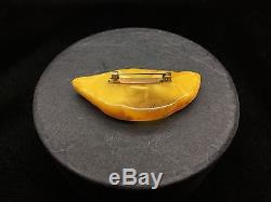 10,3g Natural Old Rare Baltic Amber Brooch Yellow White Bernstein