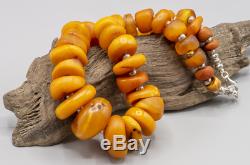 100%Natural Amber Butterscotch Chinese Antique Tibetan Necklace Beads Mala 164gr