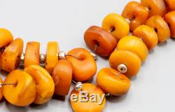 100%Natural Amber Butterscotch Chinese Antique Tibetan Necklace Beads Mala 164gr