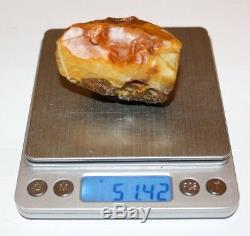 100% Natural Baltic Amber Stone 51.42g Egg Yolk Beeswax