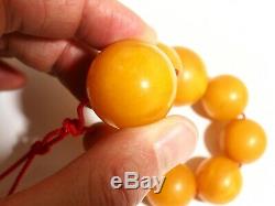 100 % Natural Bracelet Butterscotch Amber Beads 1940-50 Vintage 44 gr Big