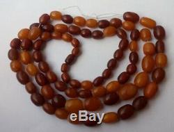100 % Natural Necklace Butterscotch Amber Beads 1880-1900 Antique 115 gr