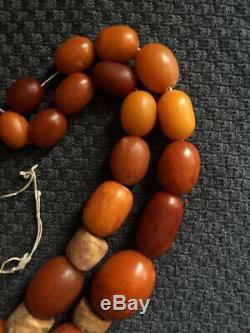 100 % Natural Necklace Butterscotch Amber Beads 1880-1900 Antique 126 gr