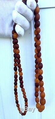 100 % Natural Necklace Butterscotch Amber Beads 1880-1900 Antique 81 gr