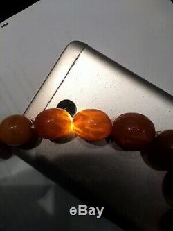 100 % Natural Necklace Butterscotch Amber Beads 1920-1940 Antique 55 gr