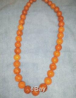 100 % Natural Necklace Butterscotch Amber Beads 1920-1940 Antique 68 gr