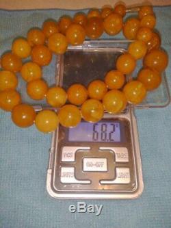 100 % Natural Necklace Butterscotch Amber Beads 1920-1940 Antique 68 gr
