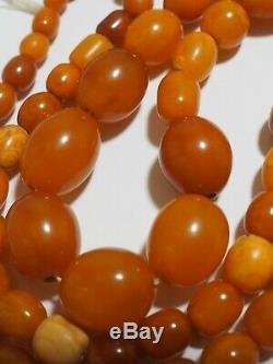 100 % Natural Necklace Butterscotch Amber Beads 1940-50 Vintage 34 gr Old