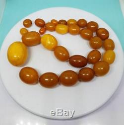 100 % Natural Necklace Butterscotch Amber Beads 1950-1960 Vintage 55 gr
