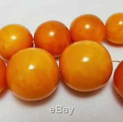 100 g Natural Baltic amber bead necklace egg yolk butterscotch genuine antique