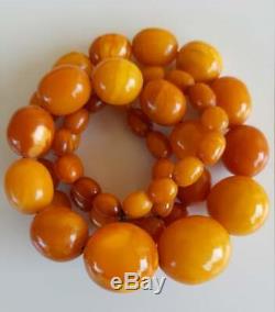 100%genuine Baltic Amber Antique German Butterscotch Bead Mala Necklace Egg Yolk