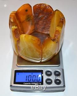 100 gram Antique Natural Baltic Amber Bracelet Egg Yolk RED Butterscotch RARE