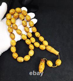 102g HUGE ANTIQE BALTIC AMBER ROSARY 1720 olive misbah tesbih 33 prayer beads