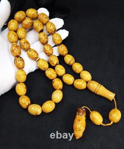 102g HUGE ANTIQE BALTIC AMBER ROSARY 1720 olive misbah tesbih 33 prayer beads