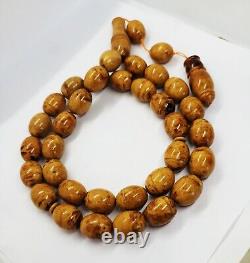 102g HUGE ANTIQE BALTIC AMBER ROSARY 1720 olive misbah tesbih 33 prayer beads