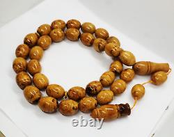 102g HUGE ANTIQE BALTIC AMBER ROSARY 1720 olive misbah tesbih 33 prayer beads