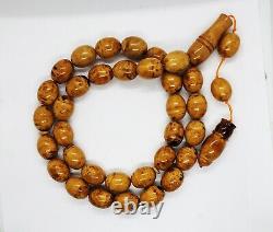 102g HUGE ANTIQE BALTIC AMBER ROSARY 1720 olive misbah tesbih 33 prayer beads