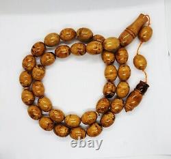 102g HUGE ANTIQE BALTIC AMBER ROSARY 1720 olive misbah tesbih 33 prayer beads