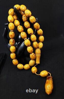 102g HUGE ANTIQE BALTIC AMBER ROSARY 1720 olive misbah tesbih 33 prayer beads