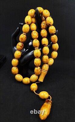 102g HUGE ANTIQE BALTIC AMBER ROSARY 1720 olive misbah tesbih 33 prayer beads