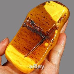 103.7g 100%Natural Polished Dentritic Baltic Butterscotch Amber Antique YRL125