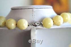 107 gr Baltic sea Amber round beads necklace Royal Milky White rare German gift