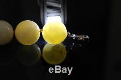 107 gr Baltic sea Amber round beads necklace Royal Milky White rare German gift