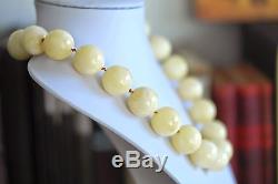 107g Baltic sea Amber round beads necklace Royal Milky White rare gift