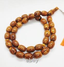 107g HUGE ANTIQE BALTIC AMBER ROSARY 1720 olive misbah tesbih 33 prayer beads