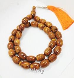 107g HUGE ANTIQE BALTIC AMBER ROSARY 1720 olive misbah tesbih 33 prayer beads