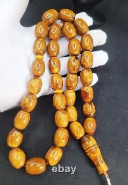 107g HUGE ANTIQE BALTIC AMBER ROSARY 1720 olive misbah tesbih 33 prayer beads