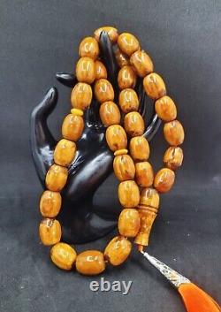 107g HUGE ANTIQE BALTIC AMBER ROSARY 1720 olive misbah tesbih 33 prayer beads