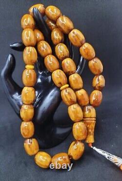 107g HUGE ANTIQE BALTIC AMBER ROSARY 1720 olive misbah tesbih 33 prayer beads