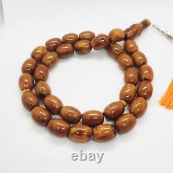 107g HUGE BALTIC AMBER ANTIQE ROSARY 1720 olive misbah tesbih 33 prayer beads