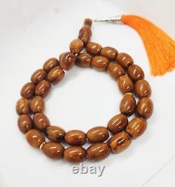 107g HUGE BALTIC AMBER ANTIQE ROSARY 1720 olive misbah tesbih 33 prayer beads