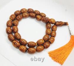 107g HUGE BALTIC AMBER ANTIQE ROSARY 1720 olive misbah tesbih 33 prayer beads