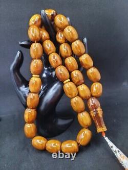 107g HUGE BALTIC AMBER ANTIQE ROSARY 1720 olive misbah tesbih 33 prayer beads