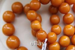 107g Natural Antique Baltic Sea butterscotch German pressed amber beads necklace