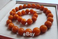 107g Natural Antique Baltic Sea butterscotch German pressed amber beads necklace