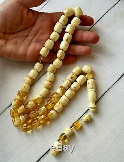 108,9gr Natural Baltic Amber Landscape Islamic Prayer Rosary Beads Tesbih Misbah
