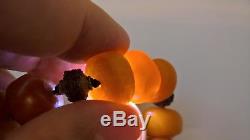 108 grams RARE Tibetan Antique Baltic Amber Necklace Butterscotch Egg Yolk