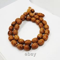 108g HUGE ANTIQE BALTIC AMBER ROSARY 1720 olive misbah tesbih 33 prayer beads