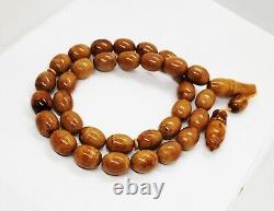 108g HUGE ANTIQE BALTIC AMBER ROSARY 1720 olive misbah tesbih 33 prayer beads