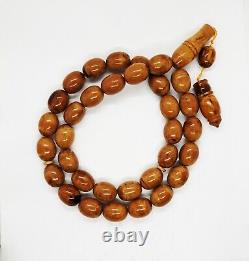 108g HUGE ANTIQE BALTIC AMBER ROSARY 1720 olive misbah tesbih 33 prayer beads