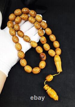 108g HUGE ANTIQE BALTIC AMBER ROSARY 1720 olive misbah tesbih 33 prayer beads