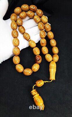 108g HUGE ANTIQE BALTIC AMBER ROSARY 1720 olive misbah tesbih 33 prayer beads