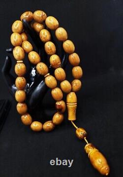 108g HUGE ANTIQE BALTIC AMBER ROSARY 1720 olive misbah tesbih 33 prayer beads