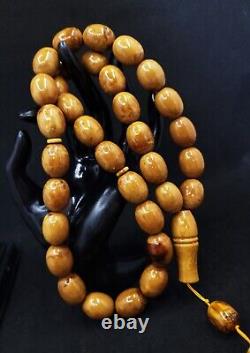 108g HUGE ANTIQE BALTIC AMBER ROSARY 1720 olive misbah tesbih 33 prayer beads