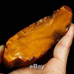 110.2g 100% Natural Intact Baltic Butterscotch Amber Antique Egg Yolk WRL6