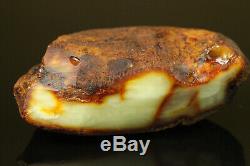 112 gr. NATURAL OLD Antique Royal WHITE IVORY RAW Baltic Amber Stone #B715